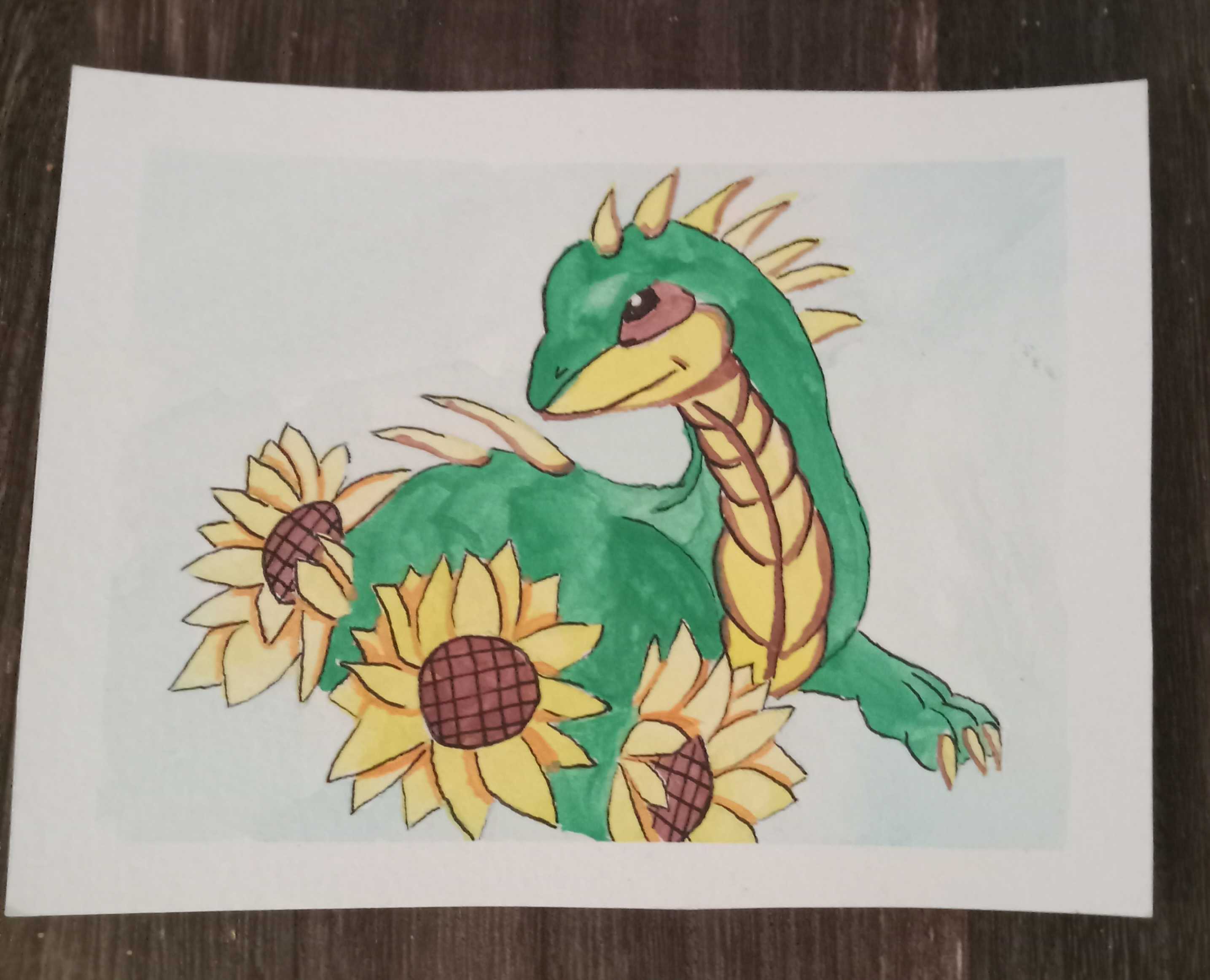 Sunflower Dragon Postcard